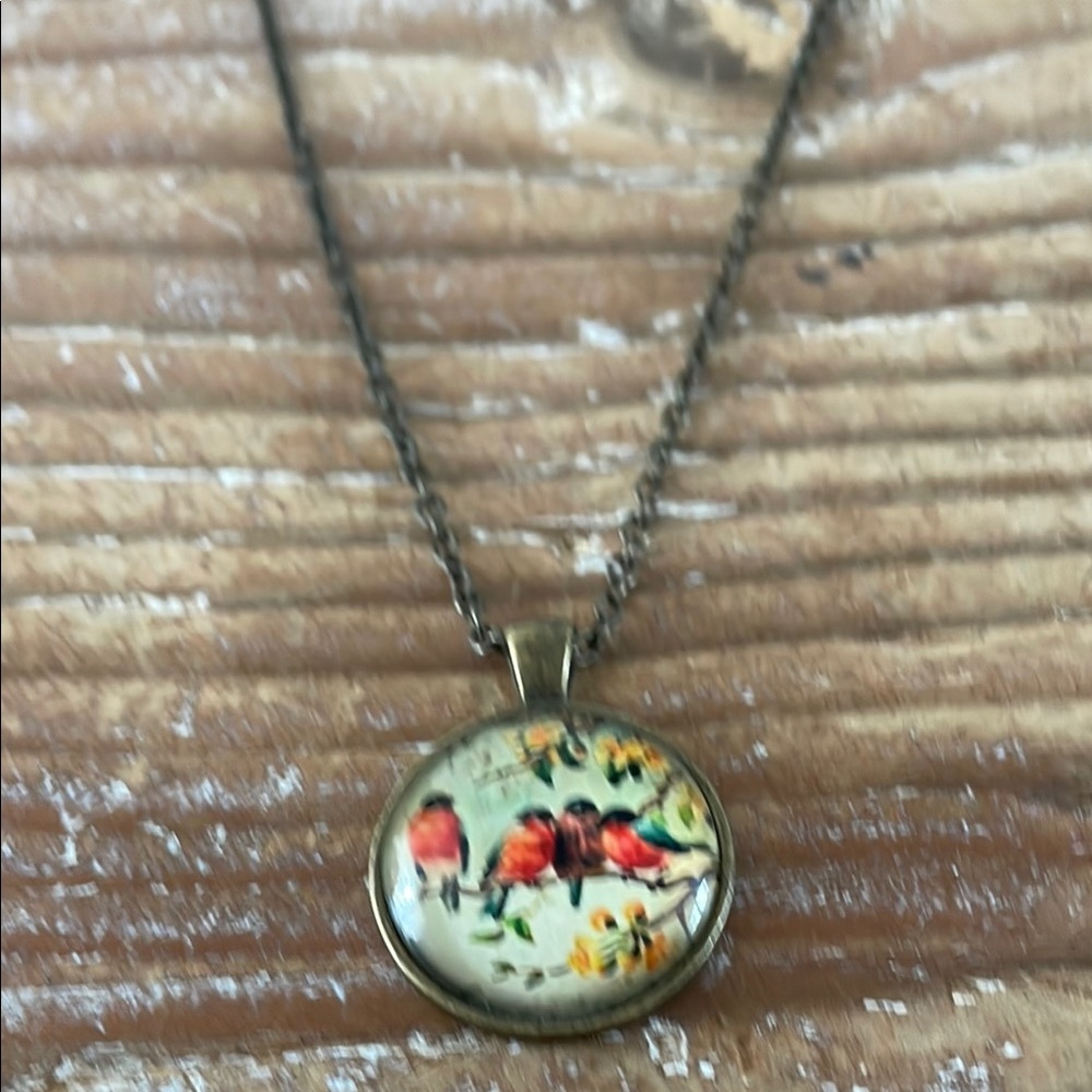 Robin Redbreast pendant, bird With Chain 20”